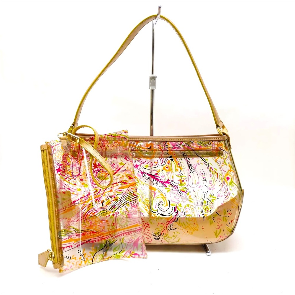 Etro Paisley Clear Vinyl Event Shoulder Bag and Makeup Case EUC